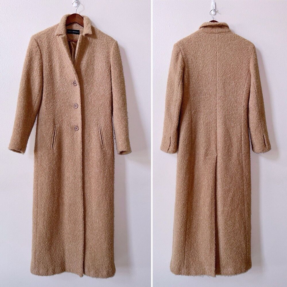 DALE DRESSIN Vintage Maxi Coat Small Curly Wool Boucle Long Duster USA - Picture 1 of 9